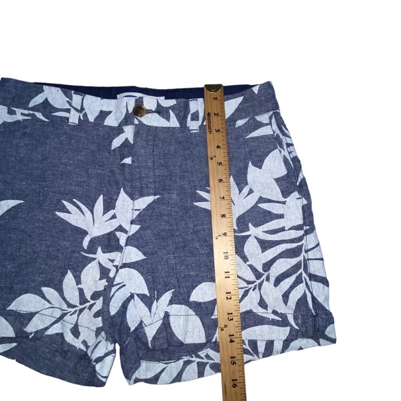 Old Navy Linen Blend Everyday Tropical Chambray Blue Leaf Shorts - Women’s 8 - Picture 6 of 12